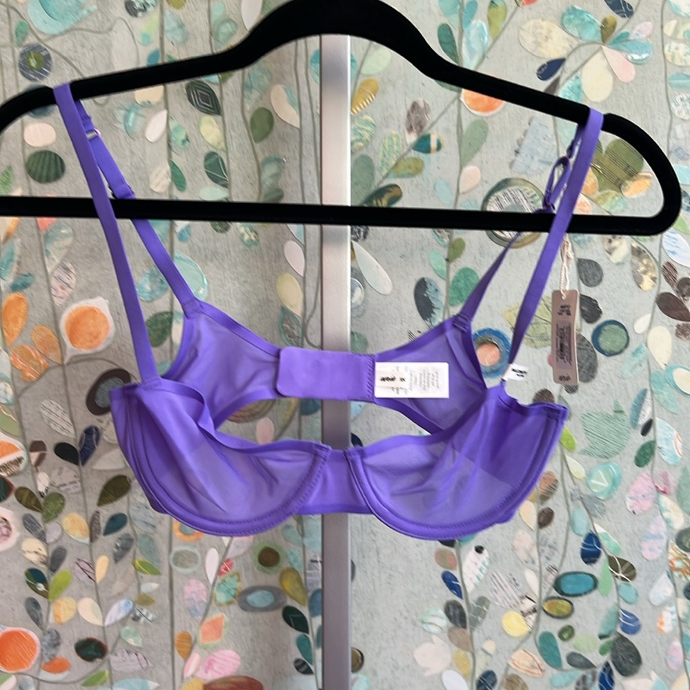 NWT Aeire SMOOTHEZ Mesh Unlined Balconette Bra- 32 C Purple‎ Lightweight Unlined